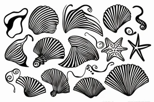 seashell in one line tattoo idea
