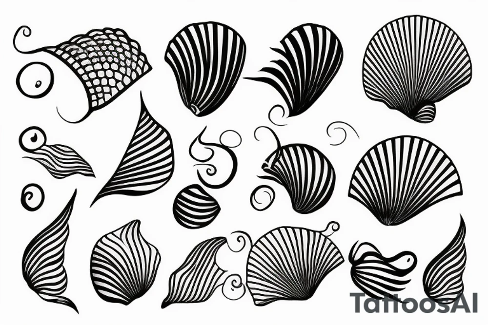 seashell in one line tattoo idea