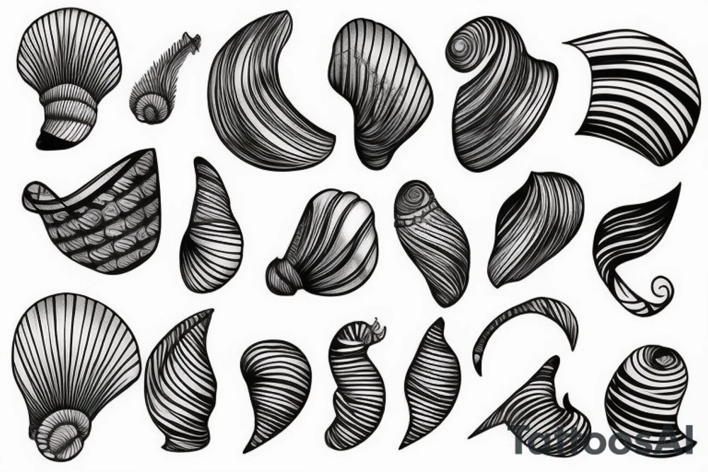 seashell in one line tattoo idea