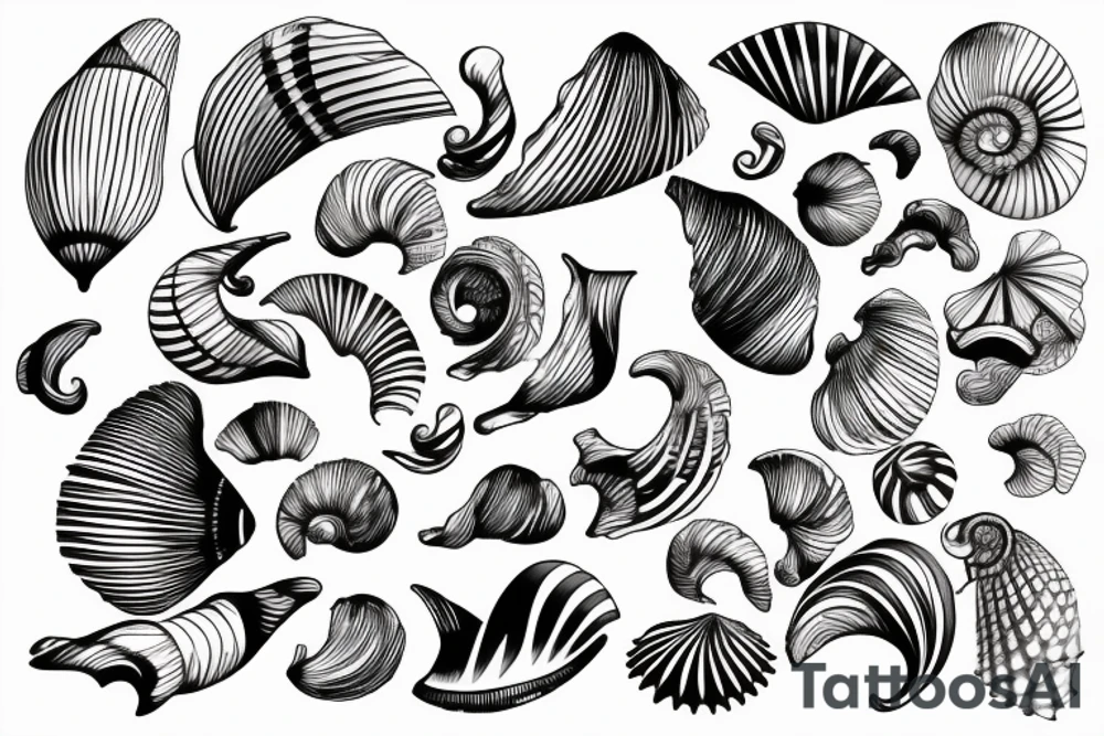 seashell in one line tattoo idea