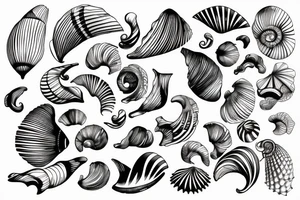 seashell in one line tattoo idea