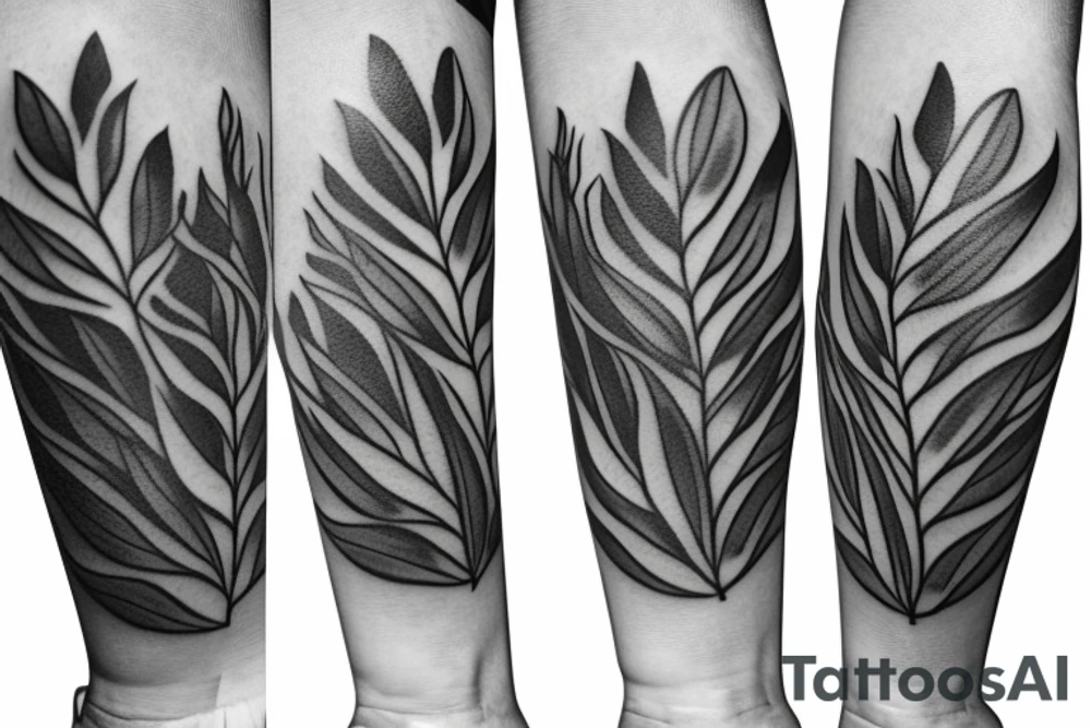 3 lavender flowers with leaves tattoo idea