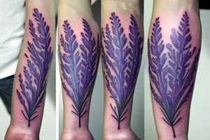 3 lavender flowers with leaves tattoo idea
