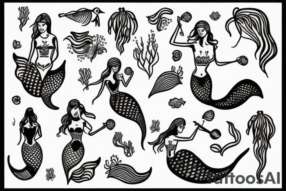 mermaid watering a plant tattoo idea