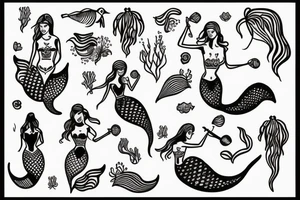 mermaid watering a plant tattoo idea