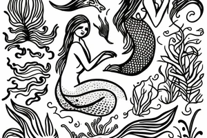 mermaid watering a plant tattoo idea