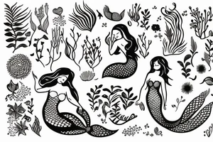 sleeping mermaid surrounded by plants
with a dove tattoo idea