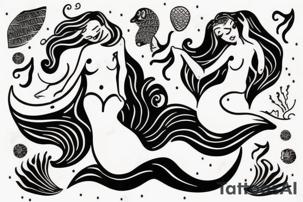 sleeping mermaid with a beautiful tail tattoo idea