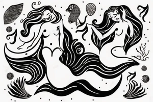 sleeping mermaid with a beautiful tail tattoo idea
