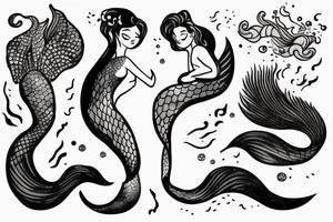 sleeping mermaid with a beautiful tail
floating tattoo idea