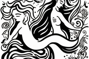 sleeping mermaid with a beautiful tail
floating tattoo idea