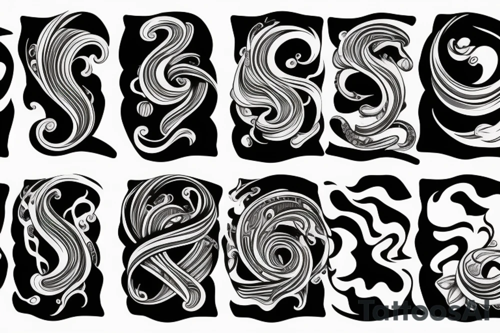 Sleeve, Abstract, Waves, Katanas tattoo idea