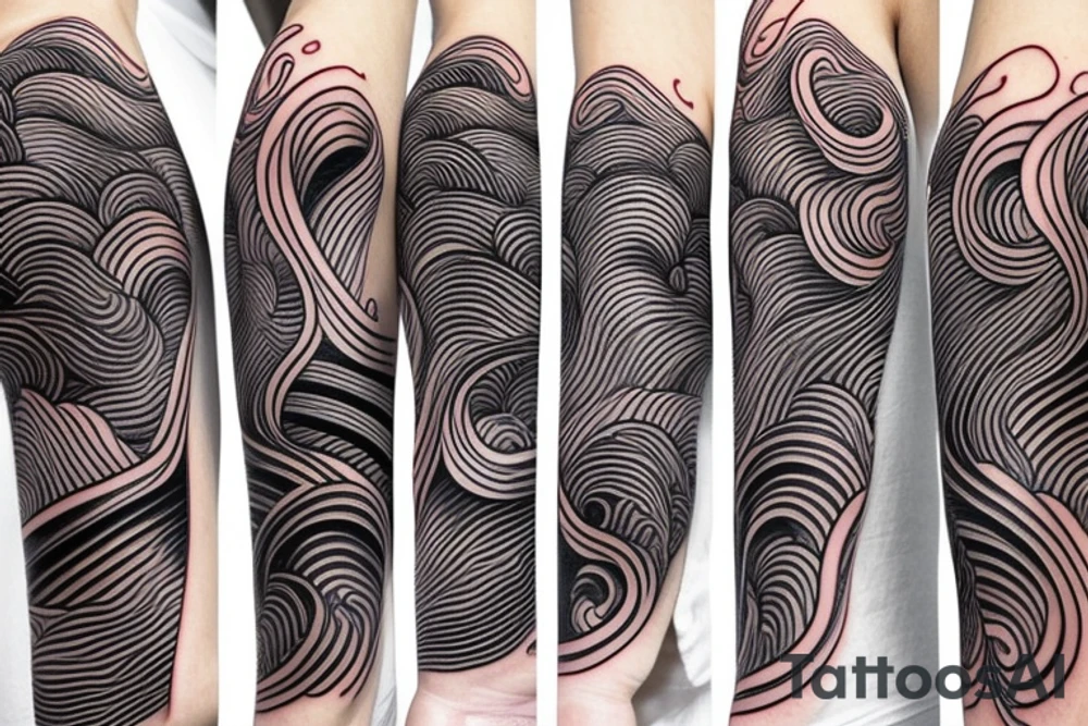 Sleeve, Abstract, Waves, Katanas tattoo idea