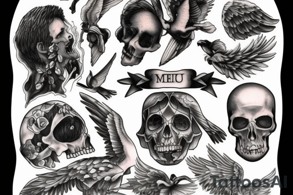 Icarus falling with writing saying memento mori tattoo idea Icarus falling with writing saying memento mori tattoo idea