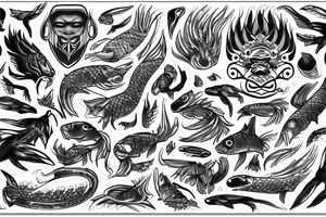 Ecosse Japon forêt gentillesse force bienveillance passion carp koï maori tattoo idea