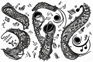 tattoo about music and dna. dna shows a genetic defect tattoo idea
