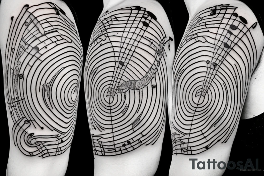 music notes guitar helix structure tattoo idea