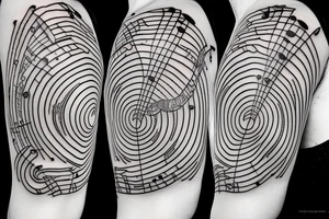 music notes guitar helix structure tattoo idea