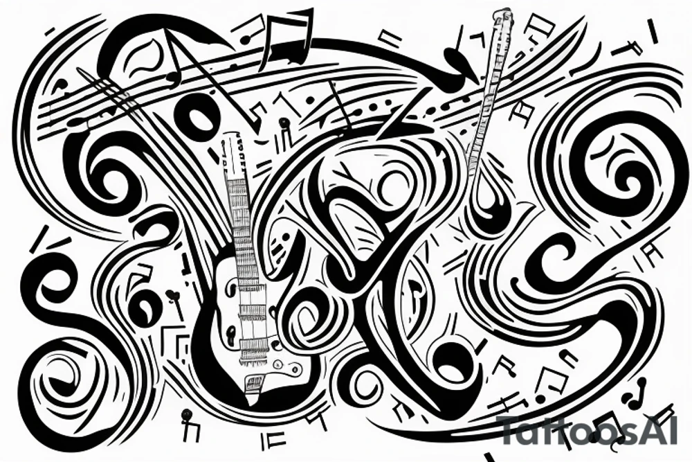music notes guitar dna tattoo idea