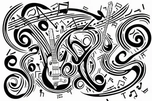 music notes guitar dna tattoo idea