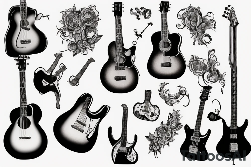 guitar notes tattoo idea