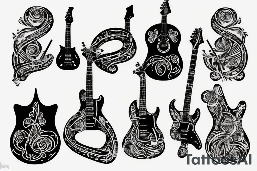music notes guitar dna tattoo idea