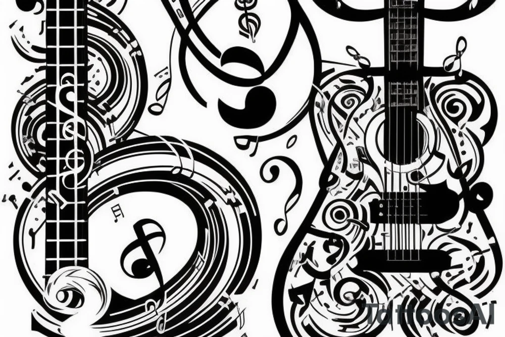music notes guitar dna tattoo idea