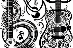 music notes guitar dna tattoo idea