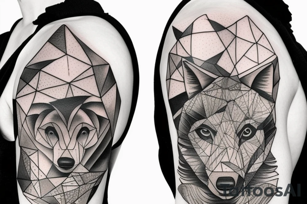 Loup avec paysage et film et interstellar tattoo idea