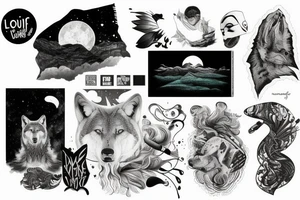 Loup avec paysage et film et interstellar tattoo idea