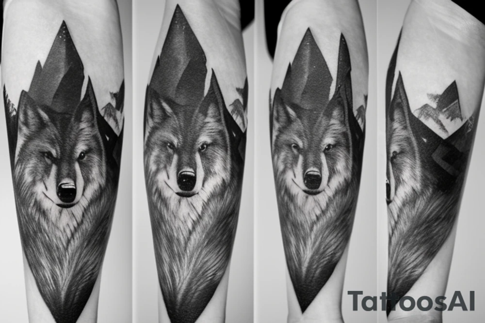 Loup avec paysage et film et interstellar tattoo idea