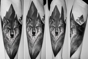 Loup avec paysage et film et interstellar tattoo idea