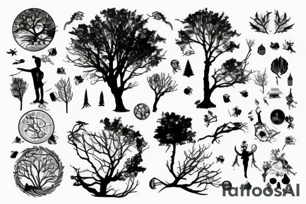 Sunset with a tree tattoo idea