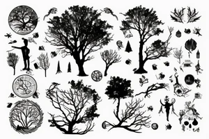 Sunset with a tree tattoo idea