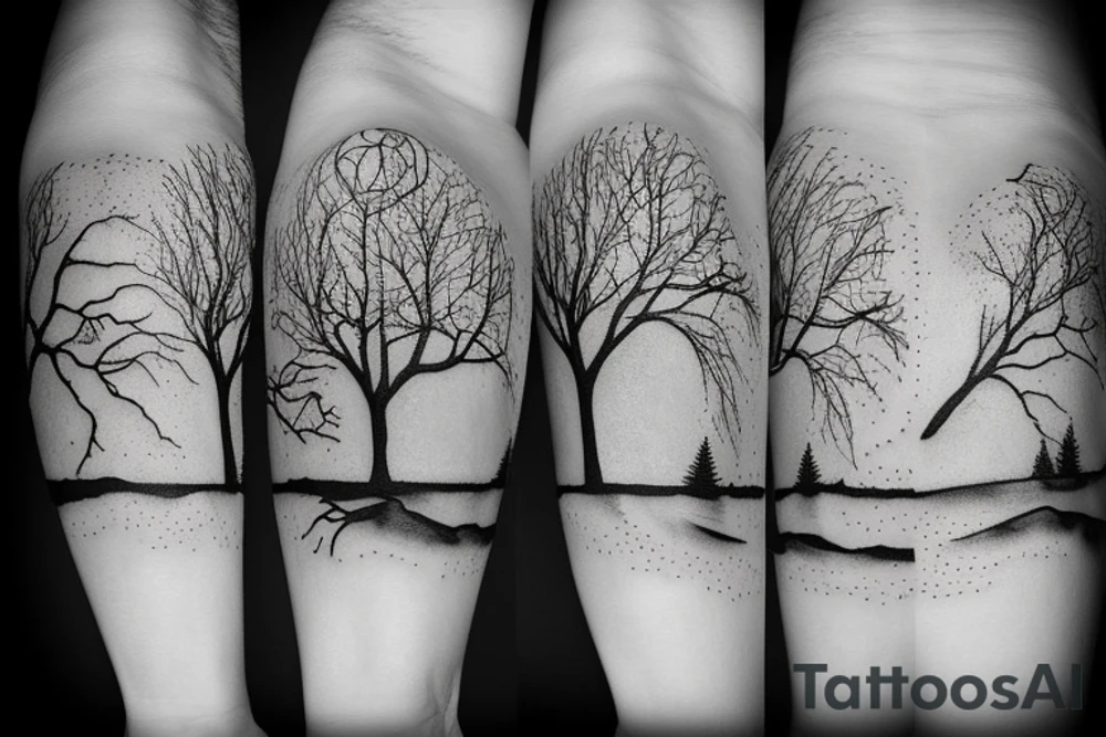 Sunset with a tree tattoo idea