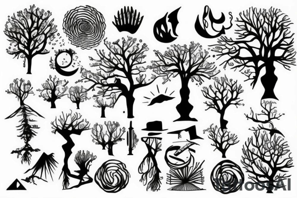 Sunset with a tree tattoo idea
