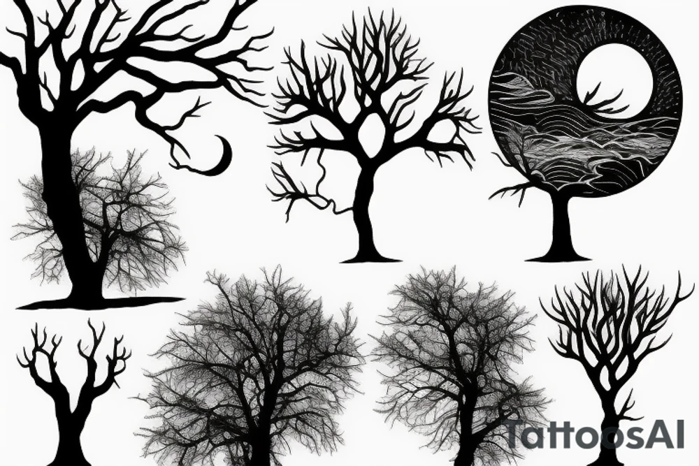 Sunset with a tree tattoo idea