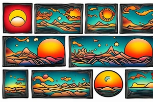 a sunset on a lake tattoo idea