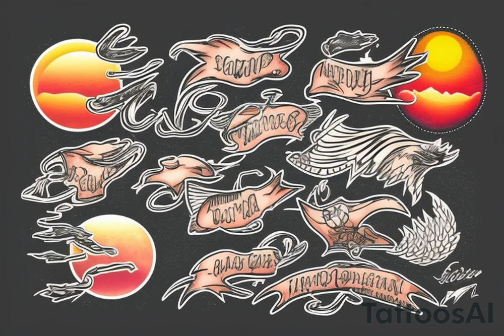 a sunset on a lake tattoo idea