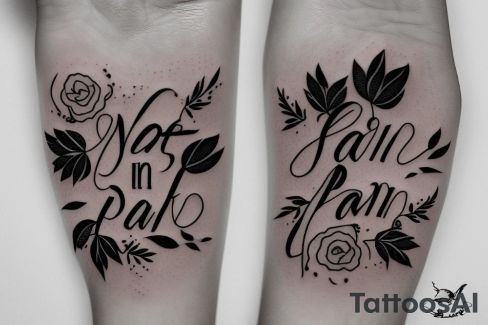 the phrase "no pain" in cursive font tattoo idea