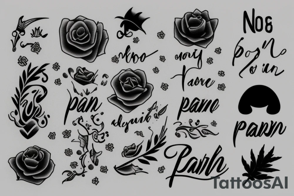 the phrase "no pain" in cursive tattoo idea