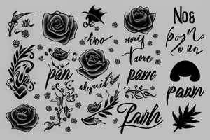 the phrase "no pain" in cursive tattoo idea