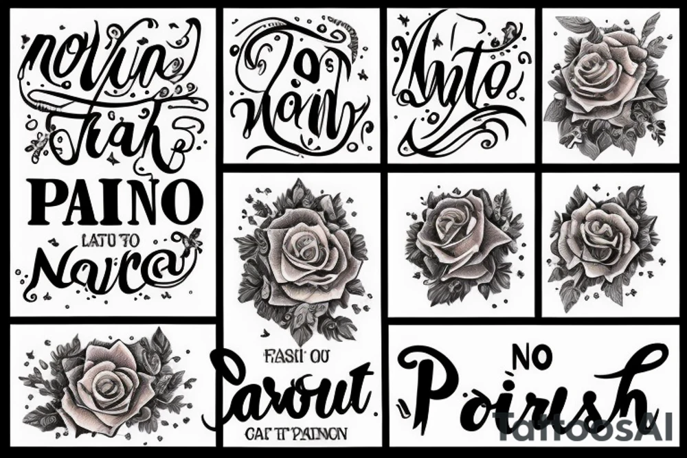 a quote saying "no pain" in cursive tattoo idea