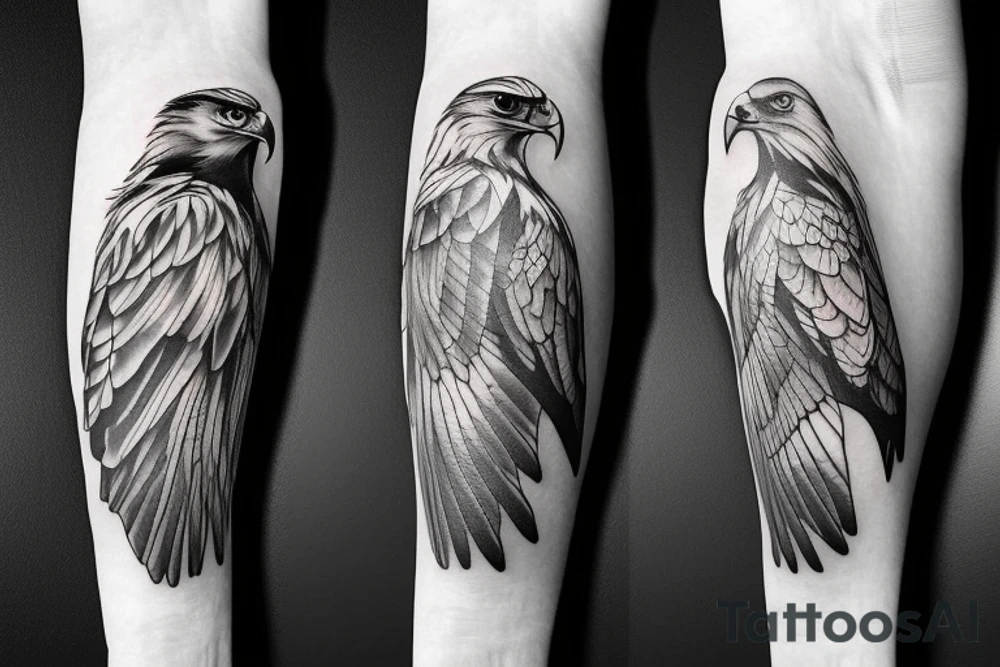 a small golden eagle on right arm tattoo idea