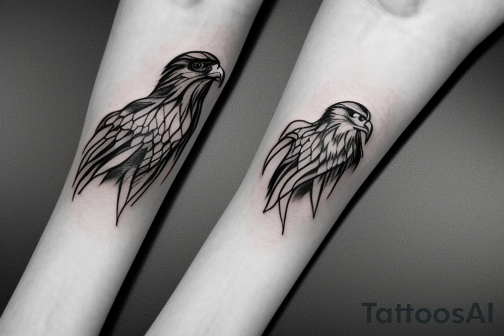 a small golden eagle on right arm tattoo idea
