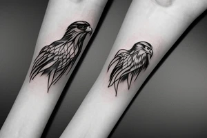 a small golden eagle on right arm tattoo idea