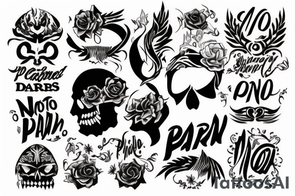 the saying "no pain" on the top of the shoulder tattoo idea