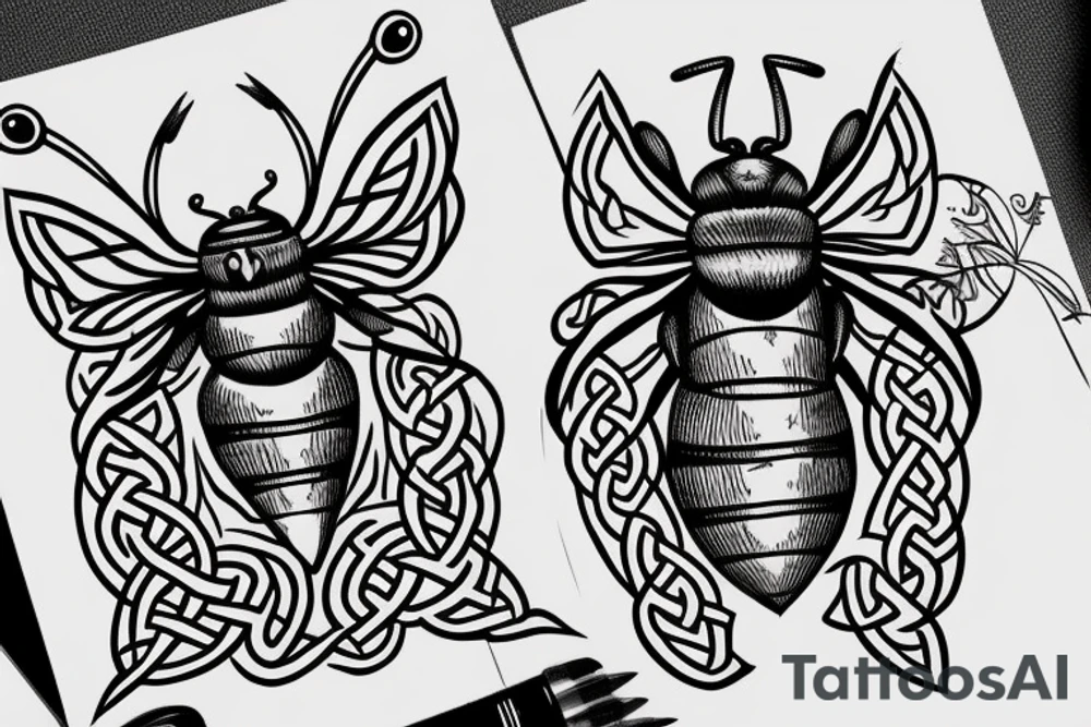 simple celtic bee tattoo idea