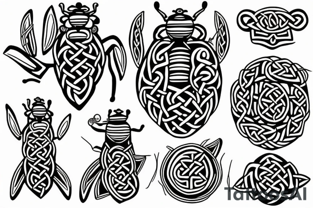 simple celtic bee tattoo idea