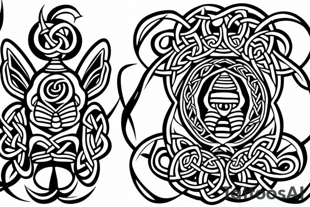simple celtic bee tattoo idea